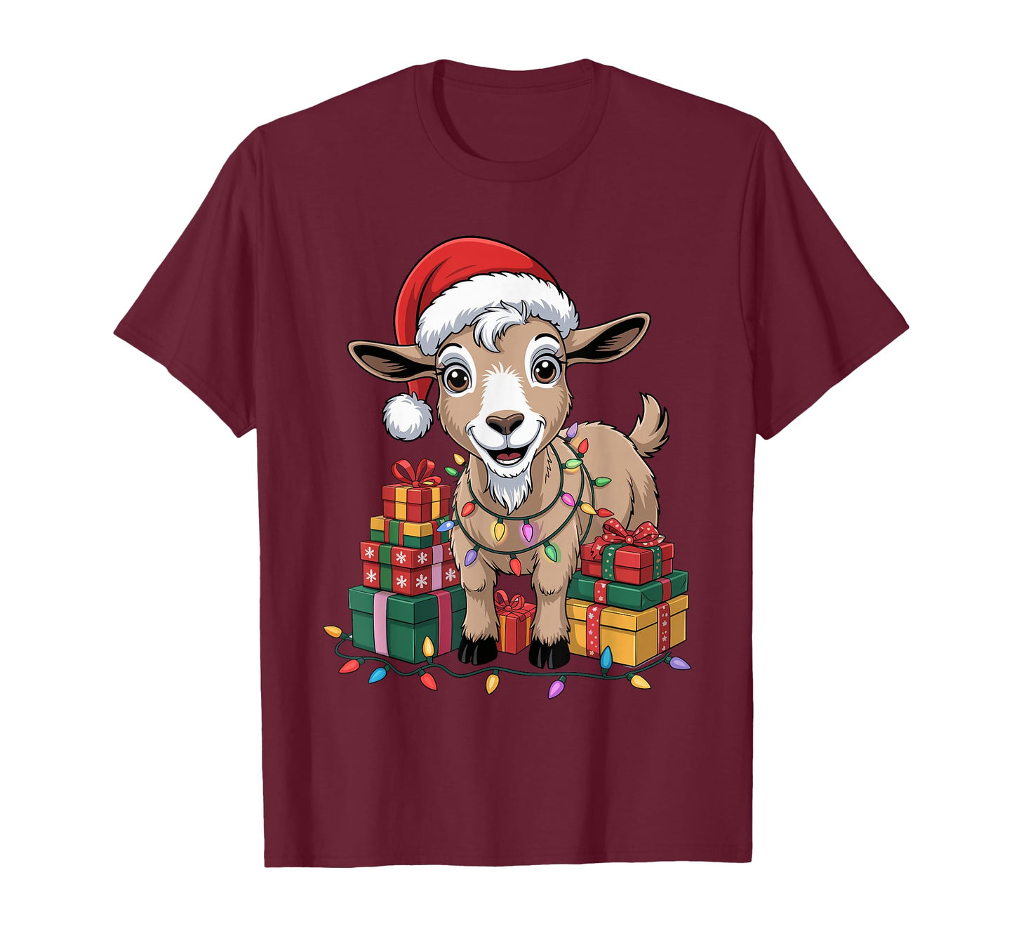 Goat Santa Hat Christmas Design Funny Farm Animal Lovers T-Shirt