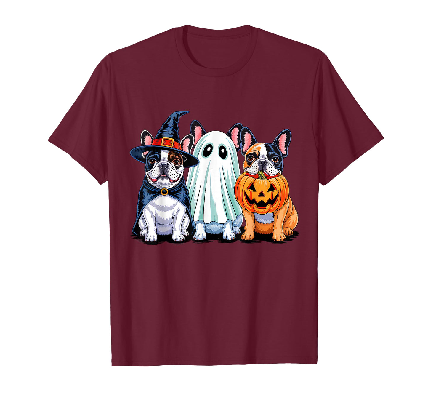 French Bulldog Halloween Funny Dog Lover Pumpkin Witch Ghost T-Shirt
