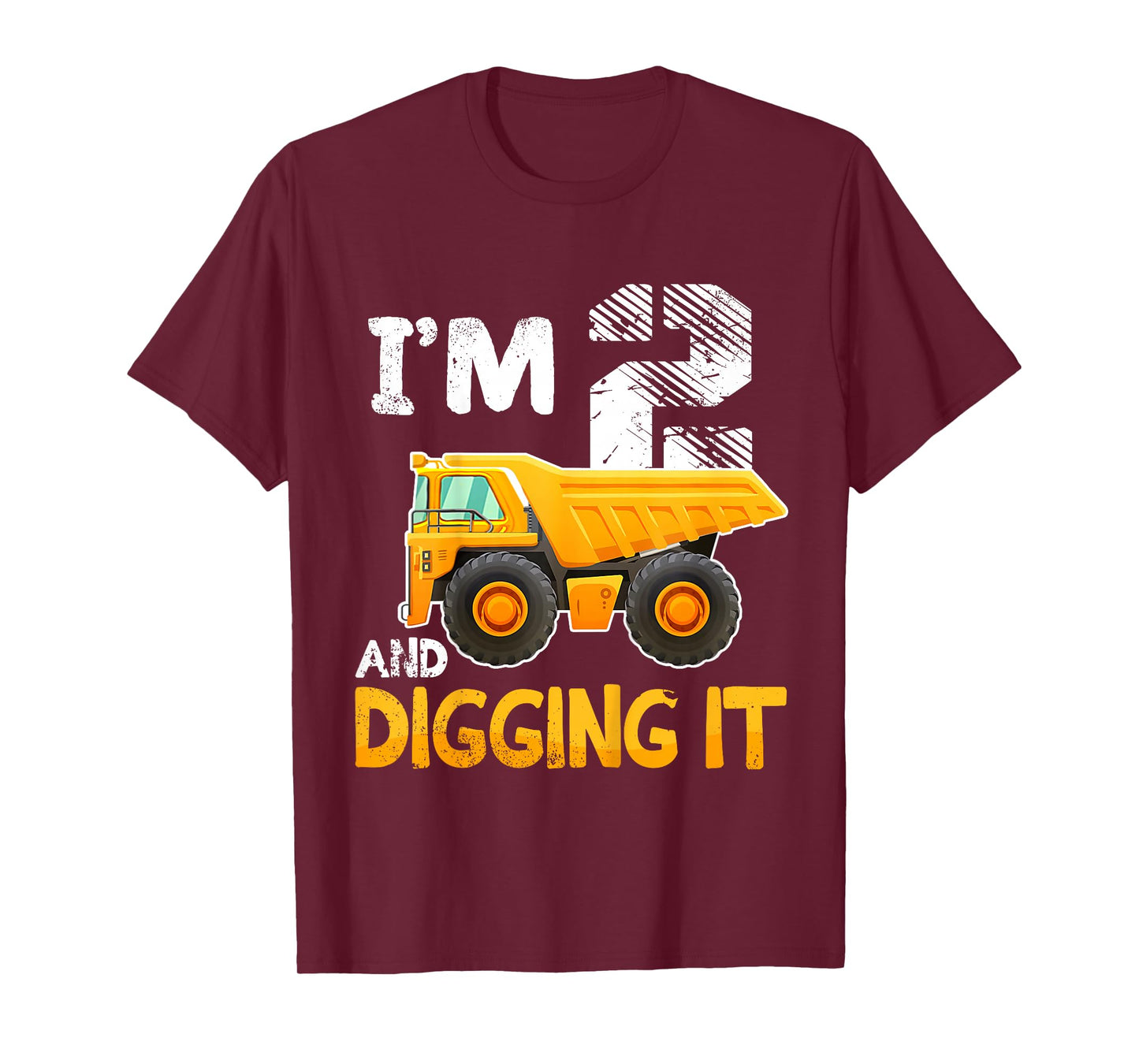 Kids Two 2yr 2nd Birthday Boy Construction Truck 2 Years Old Boys T-Shirt