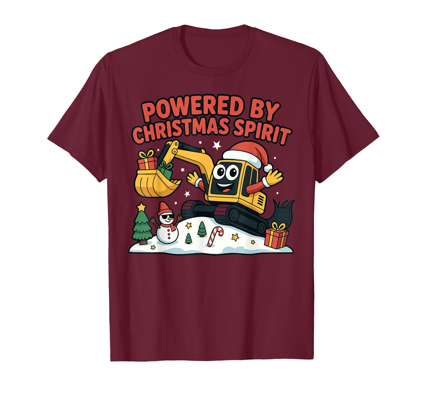 Christmas Spirit Excavator Cartoon Holiday Design T-Shirt