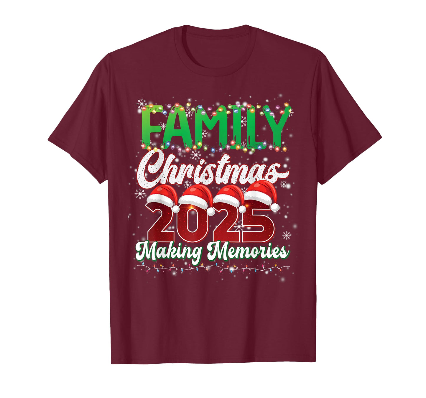 Family Christmas 2025 Matching Squad Santa Hat Funny Xmas T-Shirt
