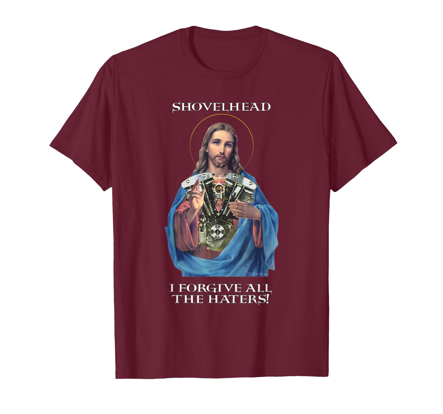 Retro Jesus Shovelhead I Forgive all the haters Biker Gear T-Shirt
