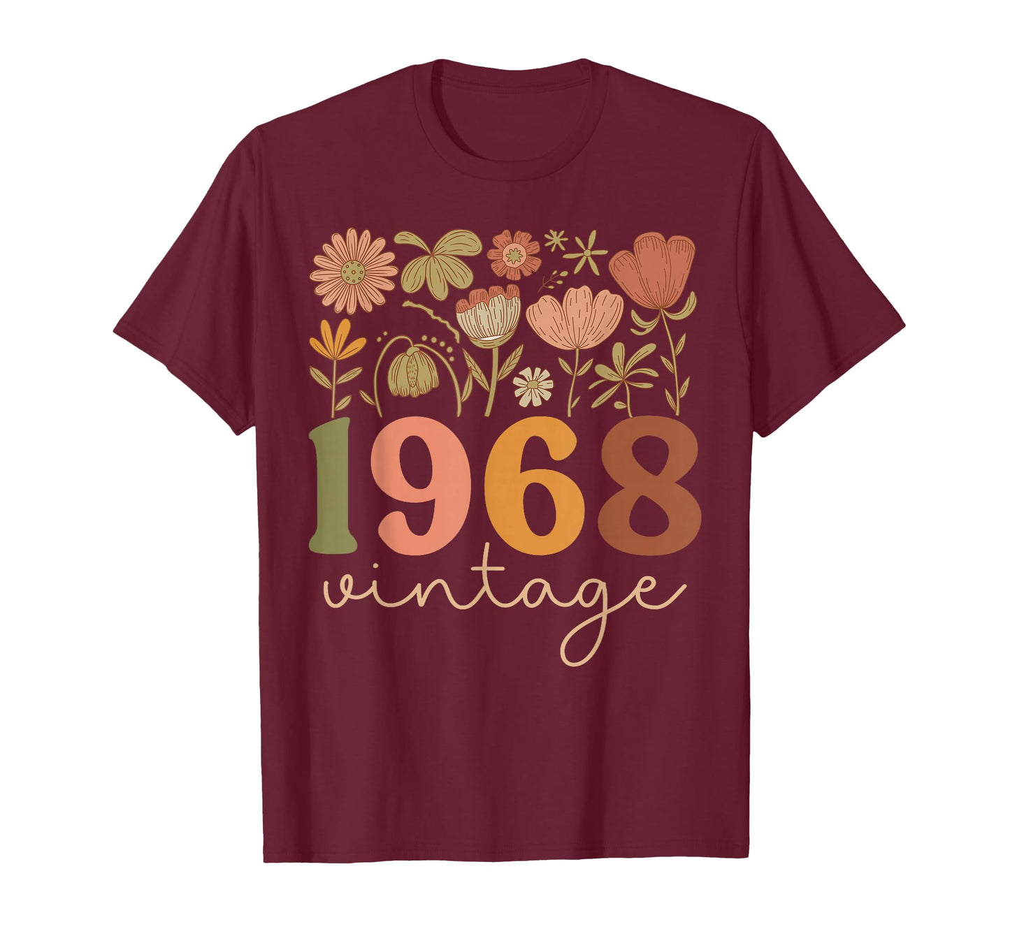 1968 Vintage Wildflower Floral It's My Birthday Women Girls T-Shirt