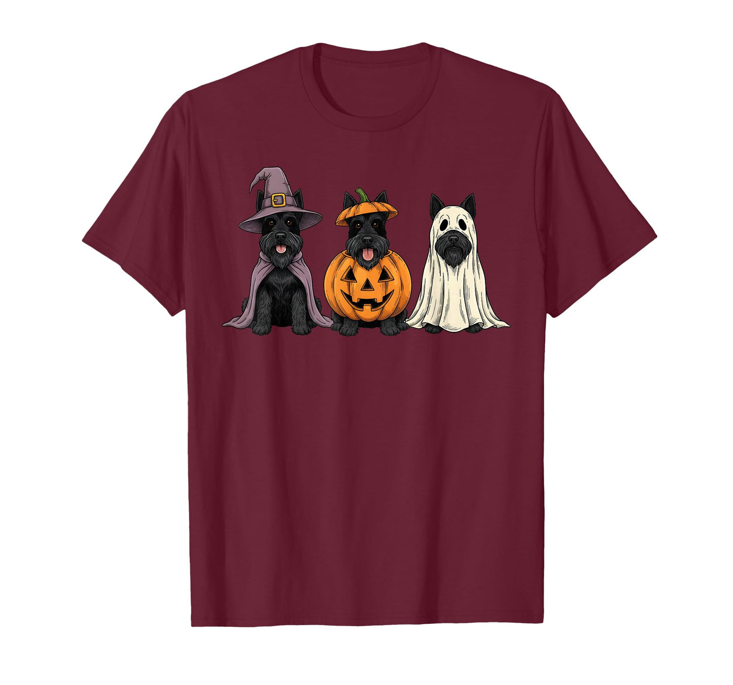 Spooky Ghost Scottish Terrier Pumpkin Halloween Dog Lover T-Shirt
