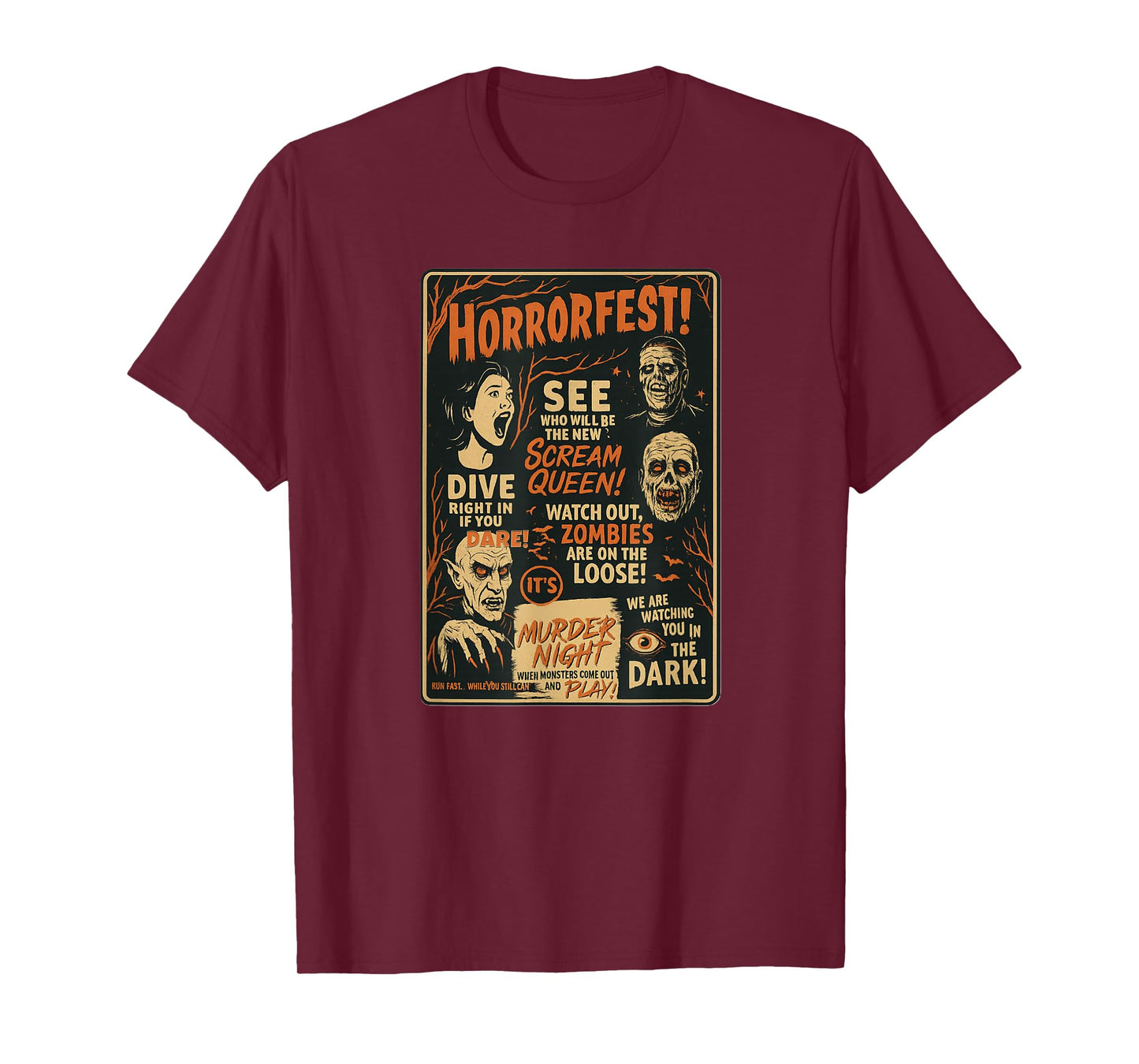 Vintage HorrorFest Poster Style Halloween Graphic T-Shirt