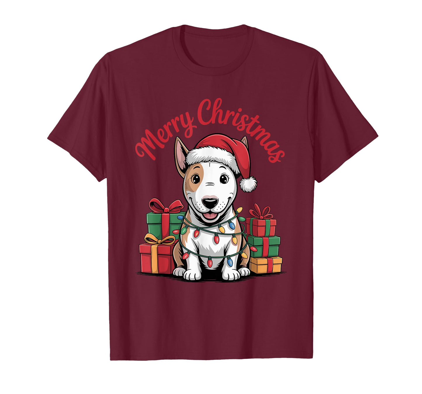 Cute Bull Terrier Christmas Funny Bully Dog Lover Holiday T-Shirt