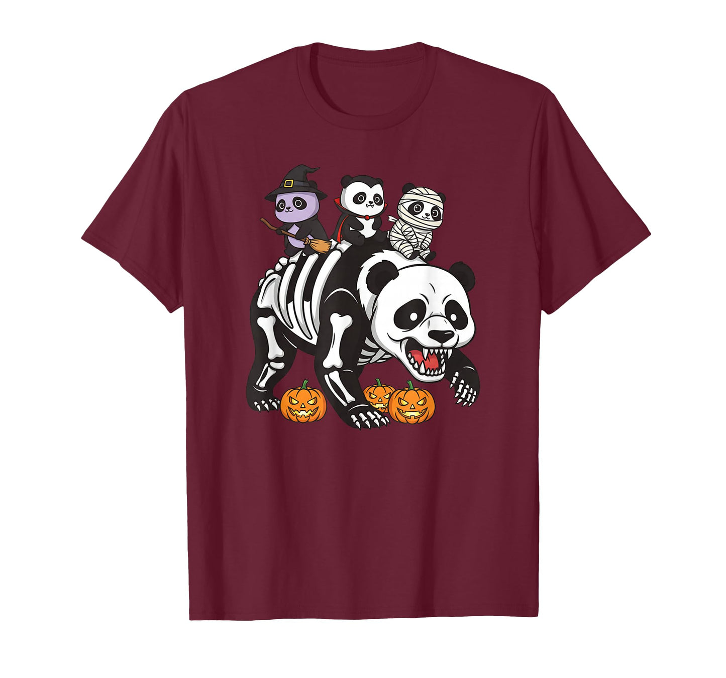 Funny Panda Skeleton Mummy Witch Halloween Kids Mens Womens T-Shirt