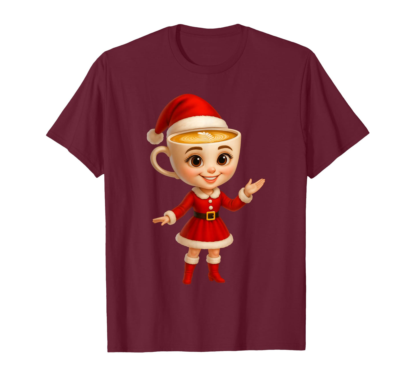 Kids Girls Cute Christmas Ballerina Cappuccina Santa Outfit T-Shirt