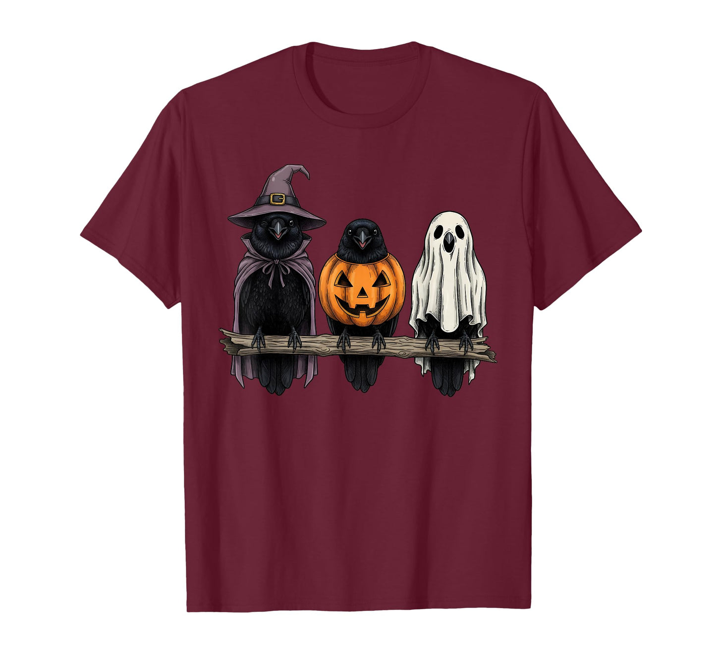 Spooky Ghost Crow Lover Pumpkin Halloween T-Shirt