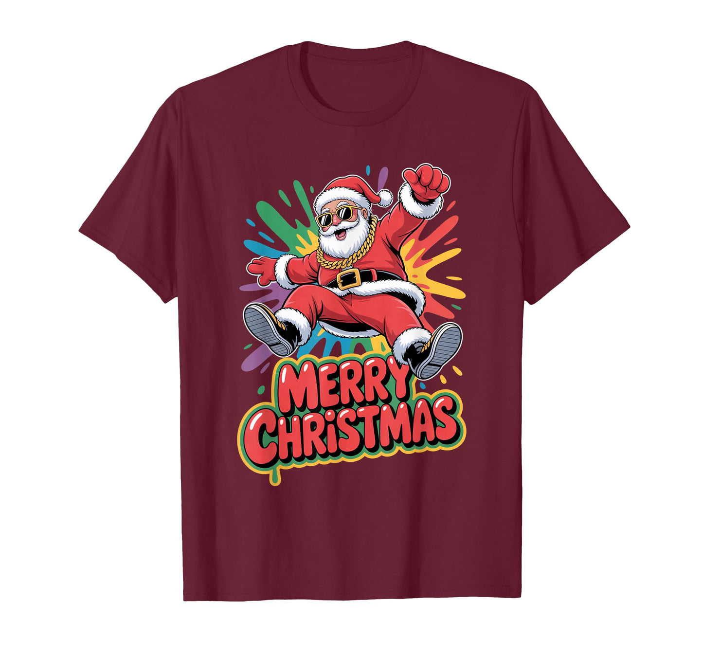 Cool Hip Hop Santa GRAFFITIs Christmas Breakdancer Vibe T-Shirt