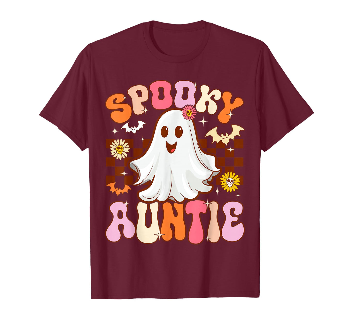 Spooky Auntie Halloween Aunt Ghost Costume Retro Groovy T-Shirt