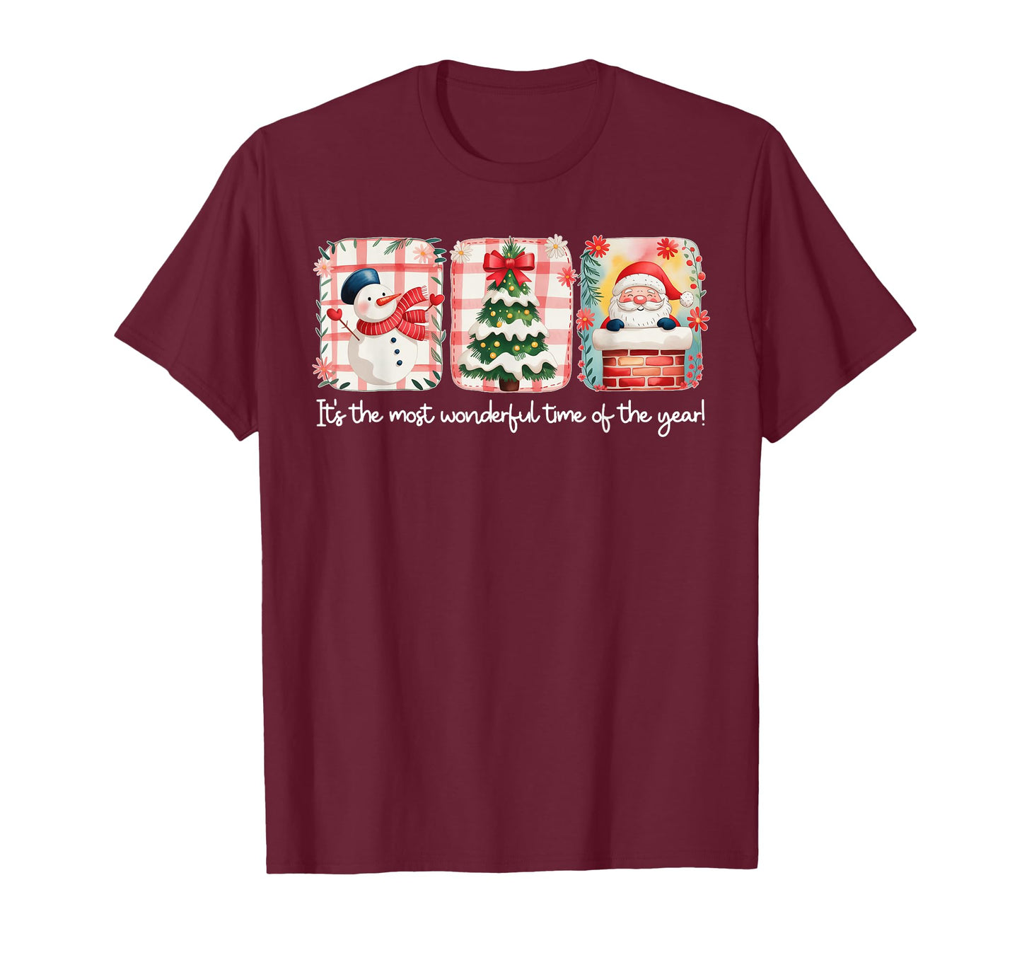 Christmas The Most Wonderful Time of The Year Plaid Snowman T-Shirt