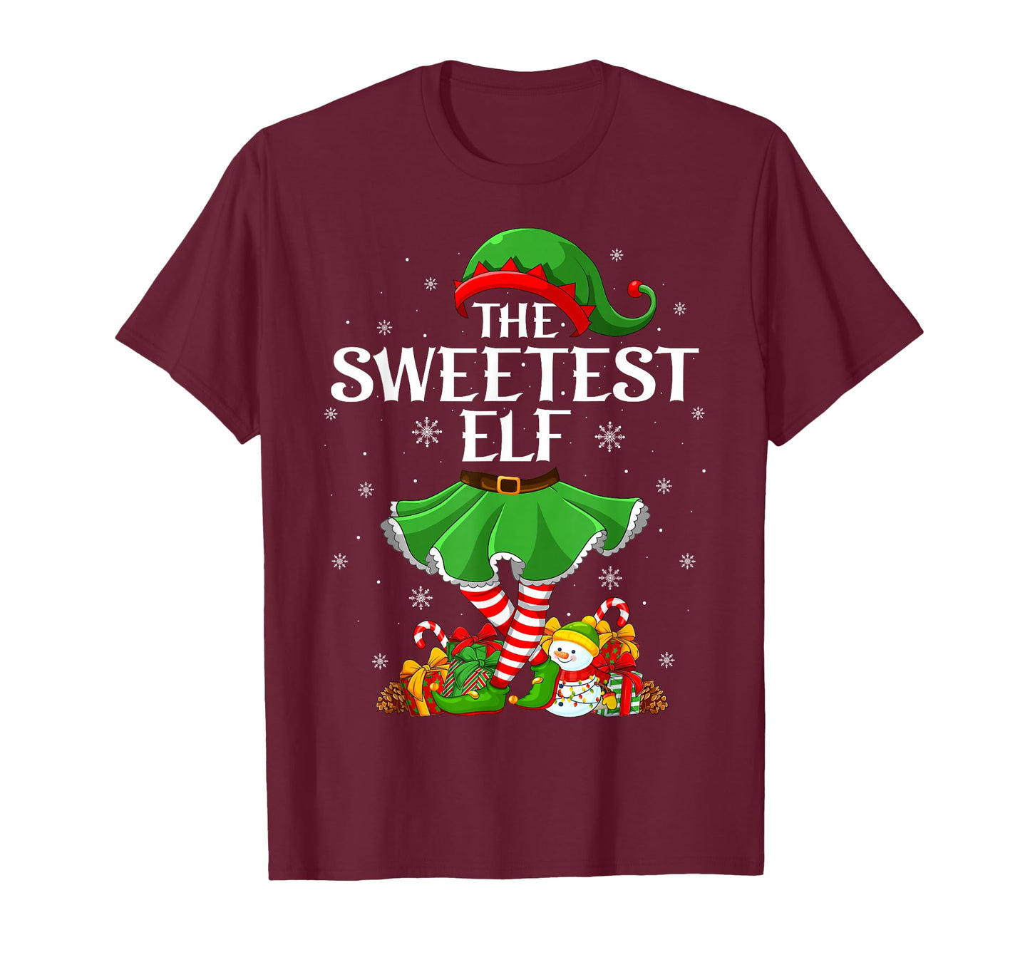 Sweetest Elf Christmas Family Elf Squad Xmas Girls Women T-Shirt