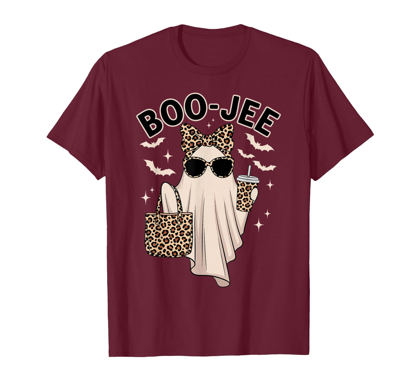 Coquette Leopard Boo-JEE Ghost Halloween Ghost Women Girls T-Shirt