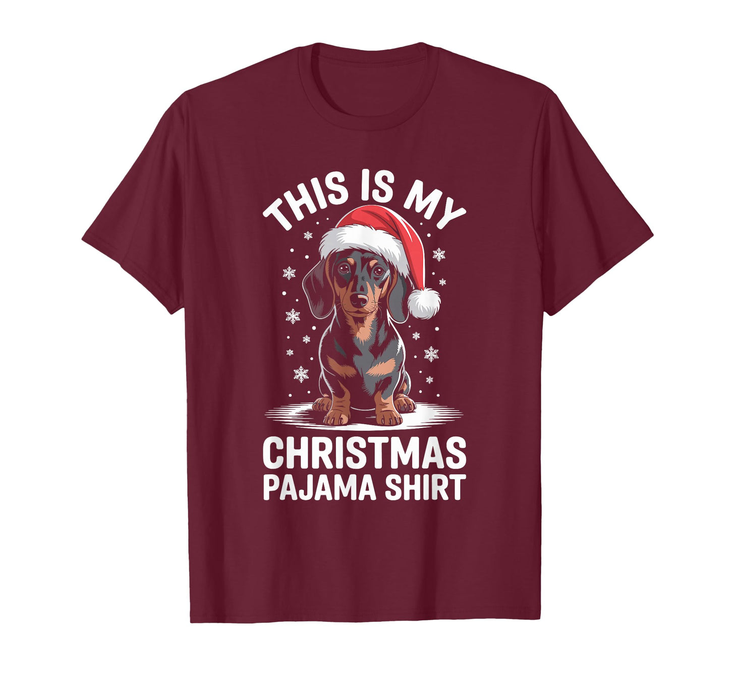 Funny Dachshund Santa Hat Christmas Dog Lover Xmas T-Shirt