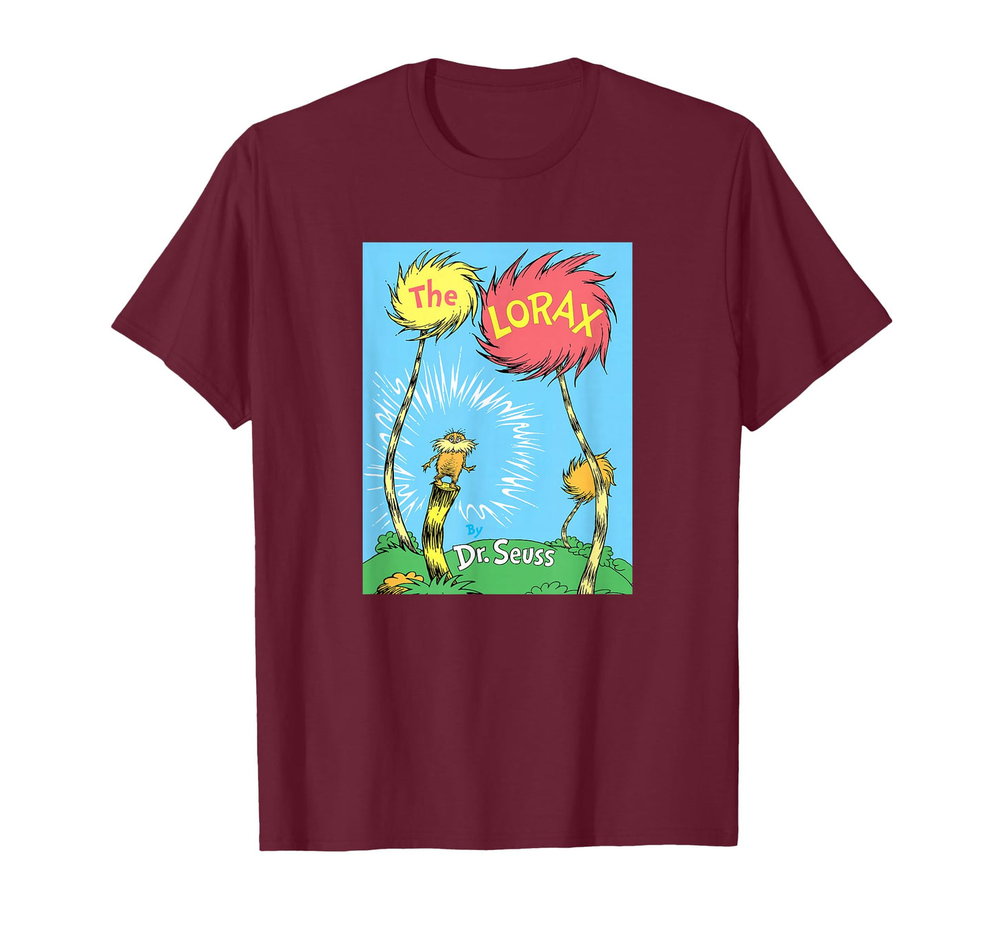 Dr. Seuss The Lorax Book Cover T-Shirt - Unisex-Adults, Black, Small