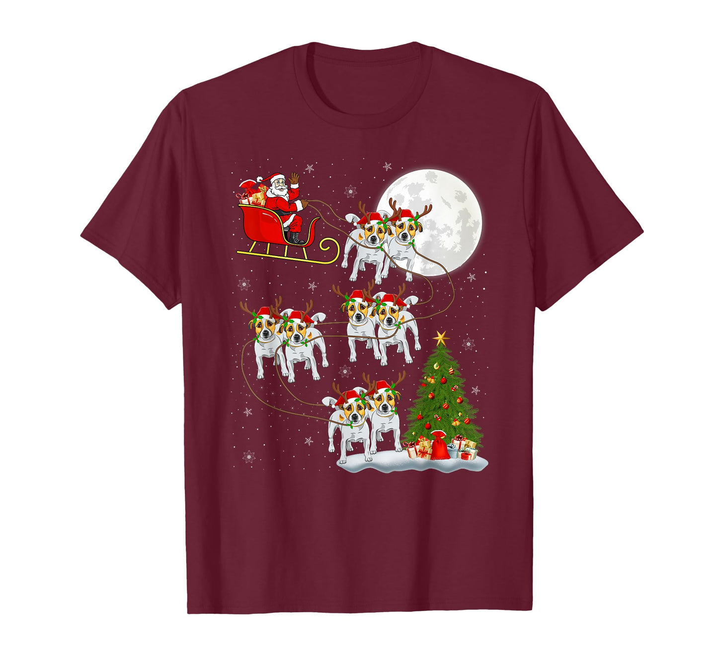 Dogs Santa Sleigh Flying Funny Magical Christmas T-Shirt