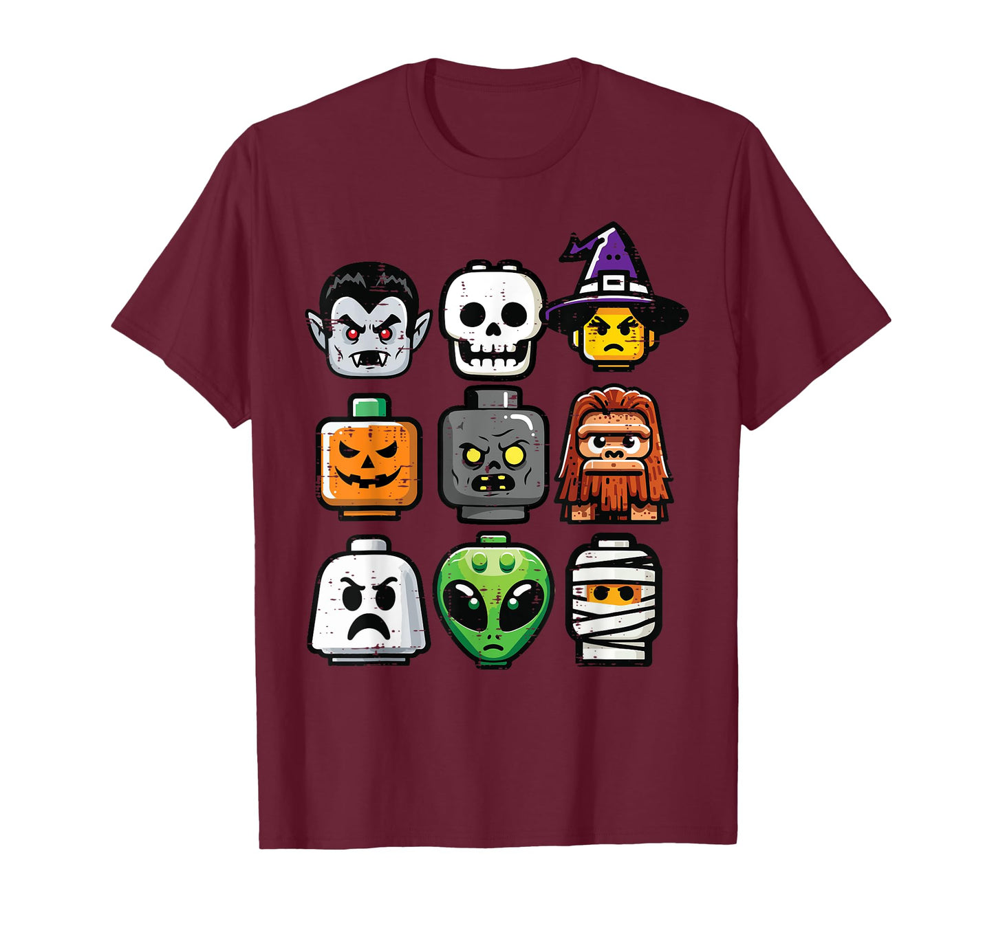 Halloween Brick Pumpkin Ghost Heads Costume Boys Kids Men T-Shirt