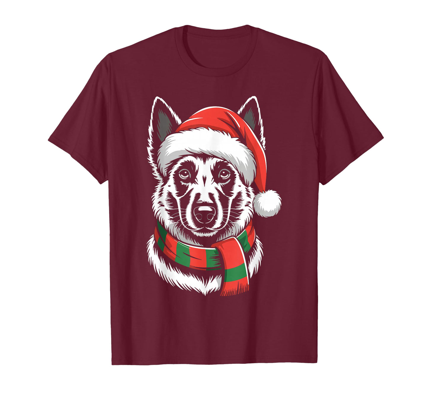 Belgian Malinois Dog Xmas Santa Hat Scarf Christmas Costume T-Shirt