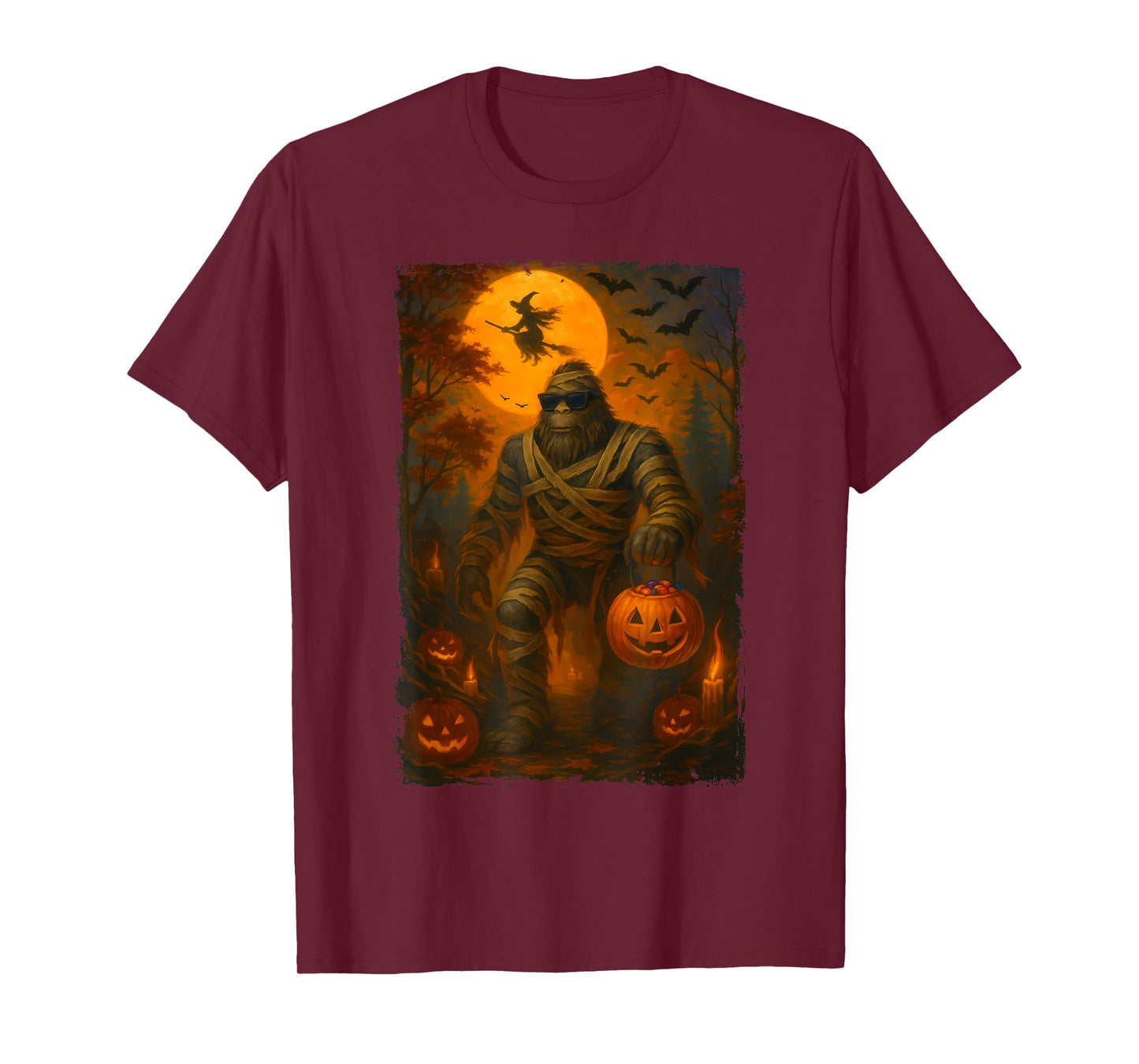 Funny Jack O Lantern Mummy Bigfoot Halloween Costume Men T-Shirt