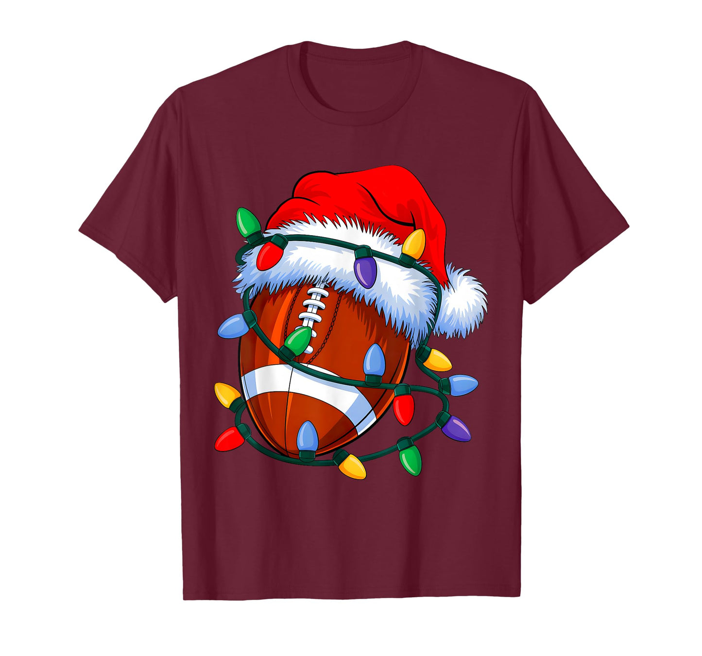 Christmas Football Xmas Santa Sports Hat Mens Womens Kids T-Shirt