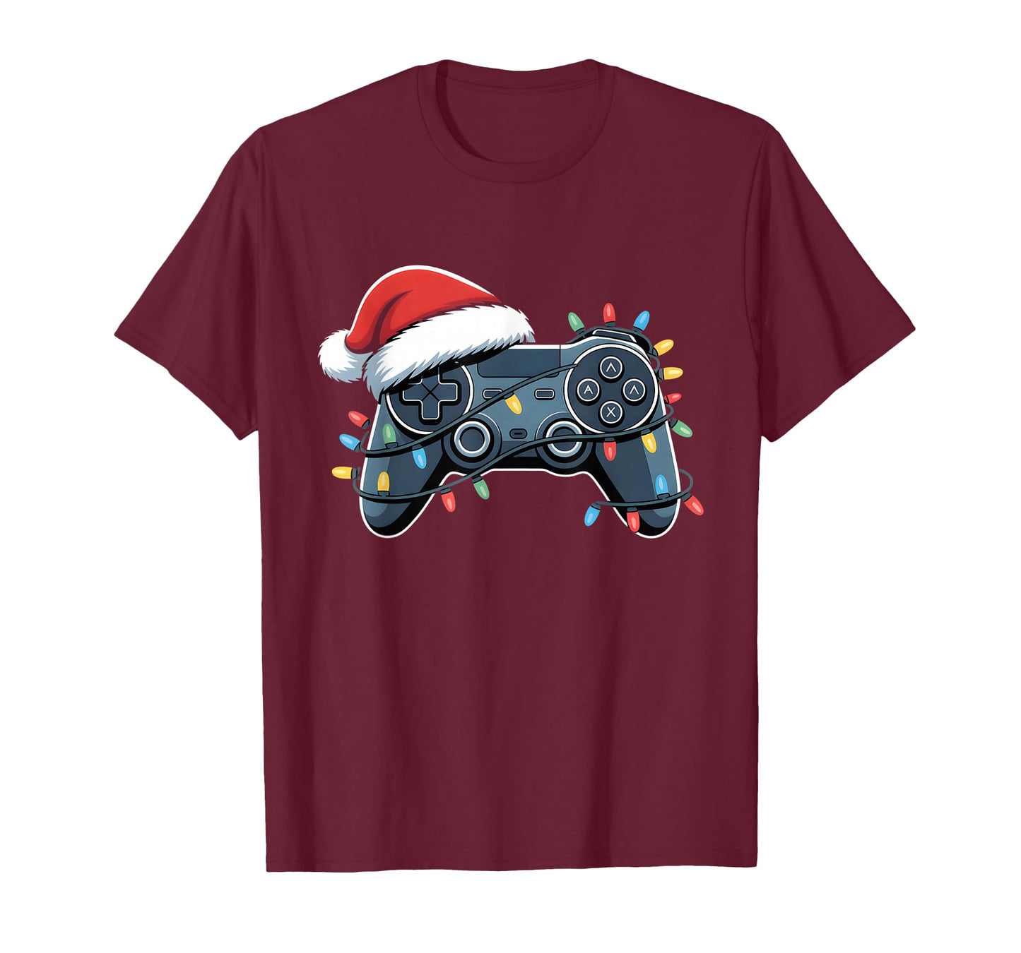 Video Game Controller Christmas Santa Hat Gamer Boys Men T-Shirt