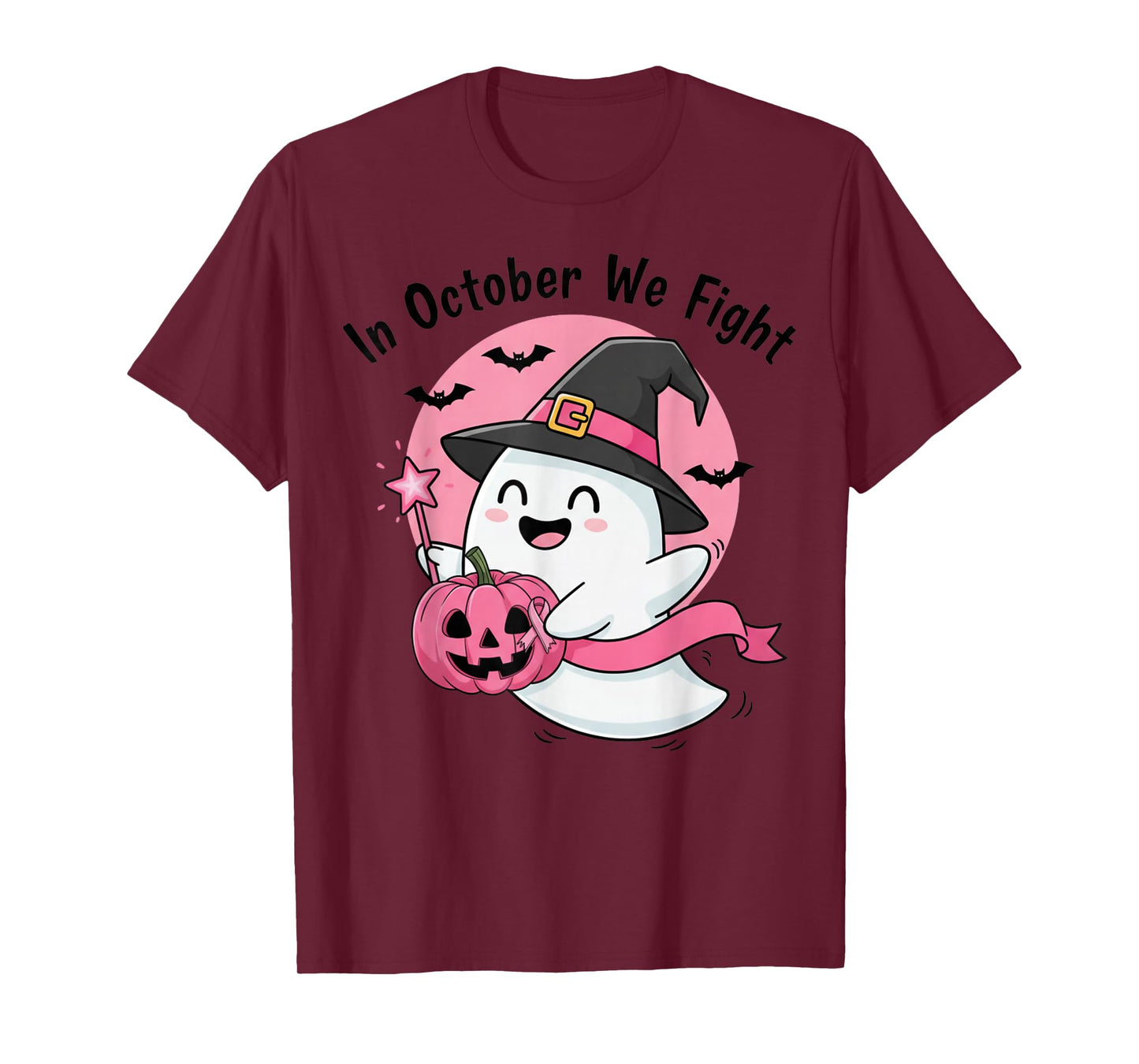 in October We Fight Ghost Breast Cancer Awareness Halloween T-Shirt