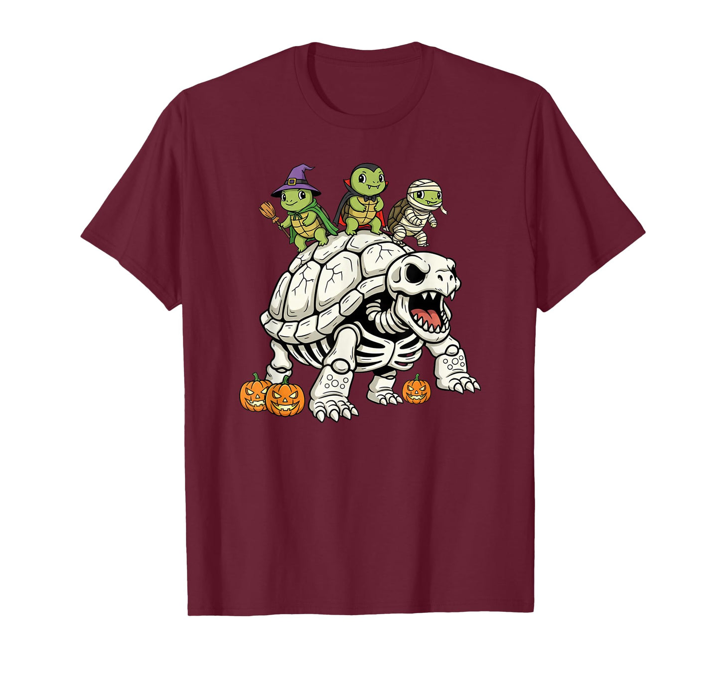 Funny Turtle Skeleton Mummy Witch Halloween Kids Mens Womens T-Shirt