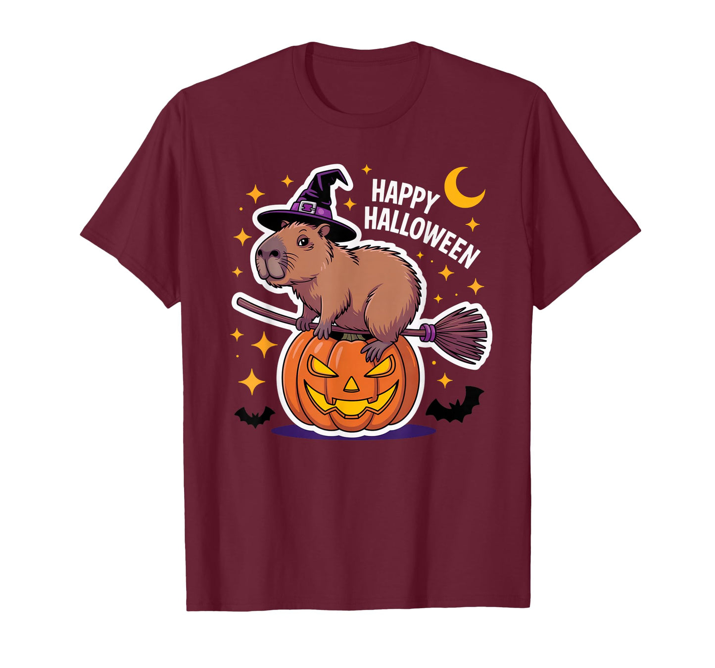 Funny Capybara Witch Flying on Broomstick T-Shirt