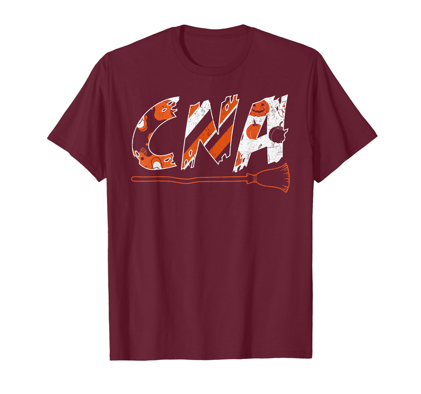 CNA Halloween Costume Witch Broom Pumpkins Funny Design T-Shirt