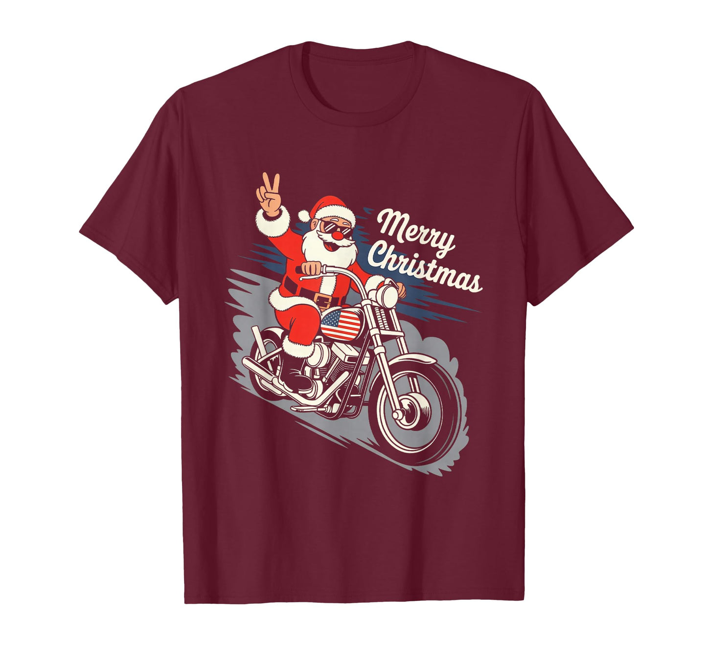Merry Christmas Santa Riding Motorcycle Cool Biker Lover T-Shirt