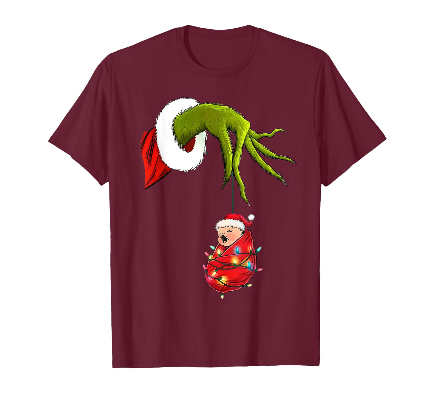 Labor and Delivery Baby Wrapper Nurse Christmas Lights Santa T-Shirt