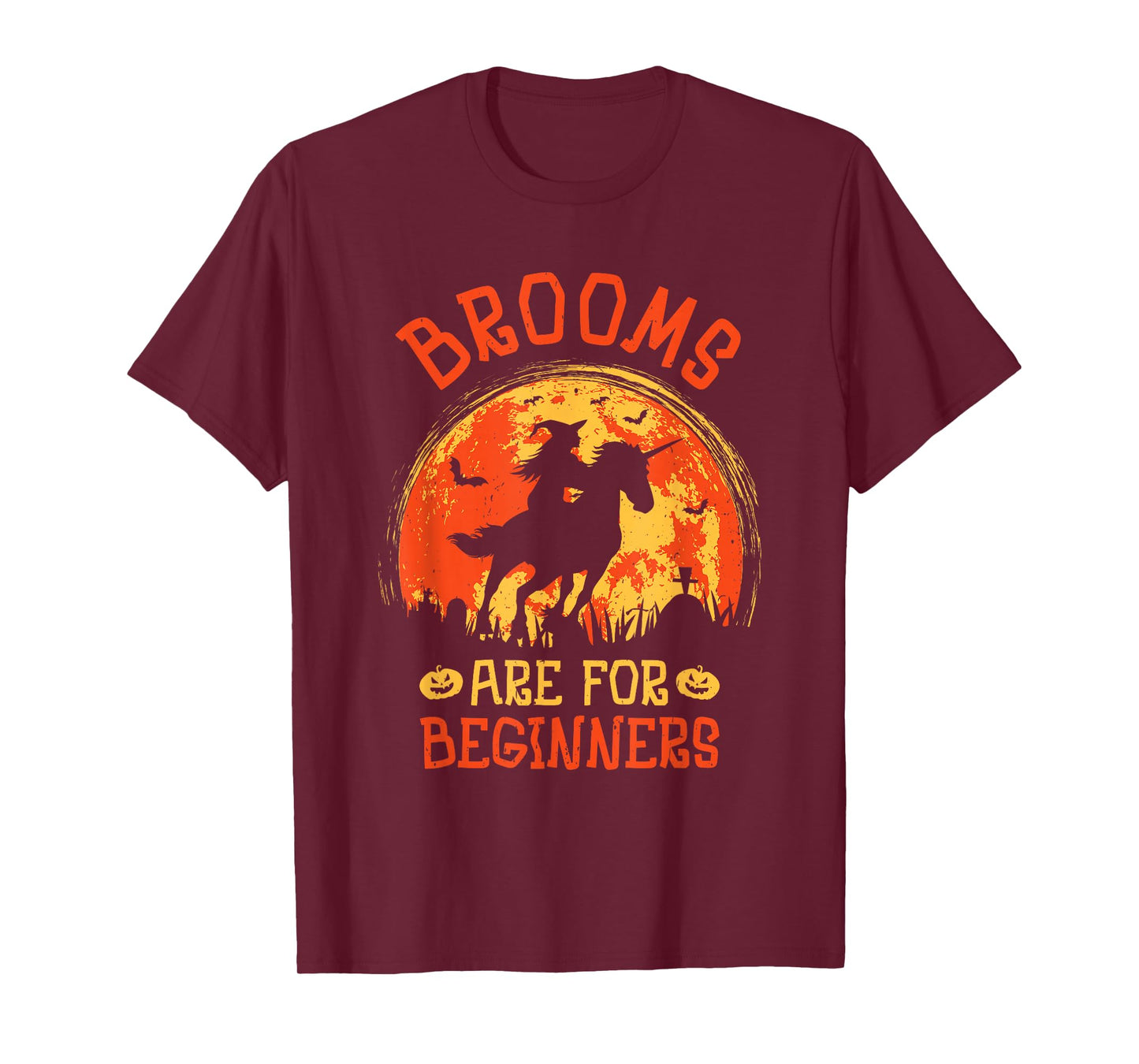 Brooms are for Beginners Halloween Funny Witch Horse Riding T-Shirt