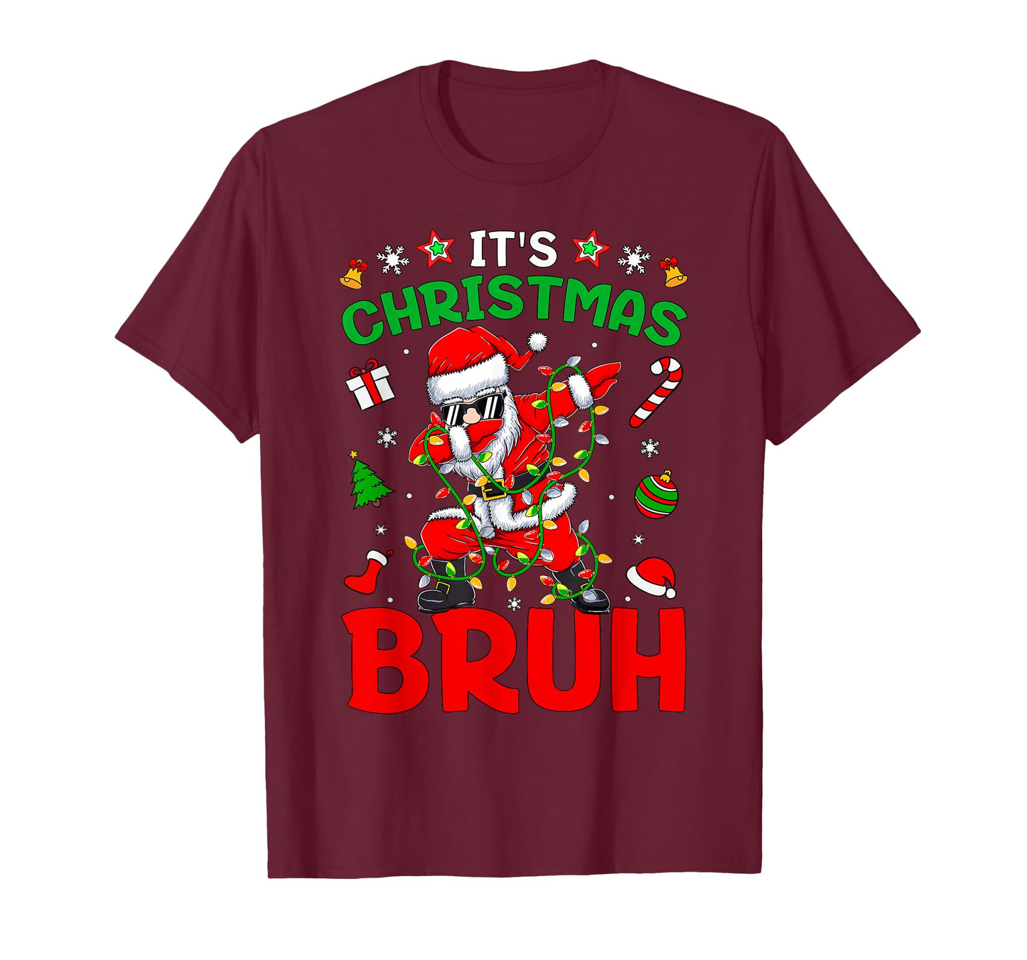 Bruh Christmas Boys Kids Santa Claus Dabbing Funny Xmas T-Shirt