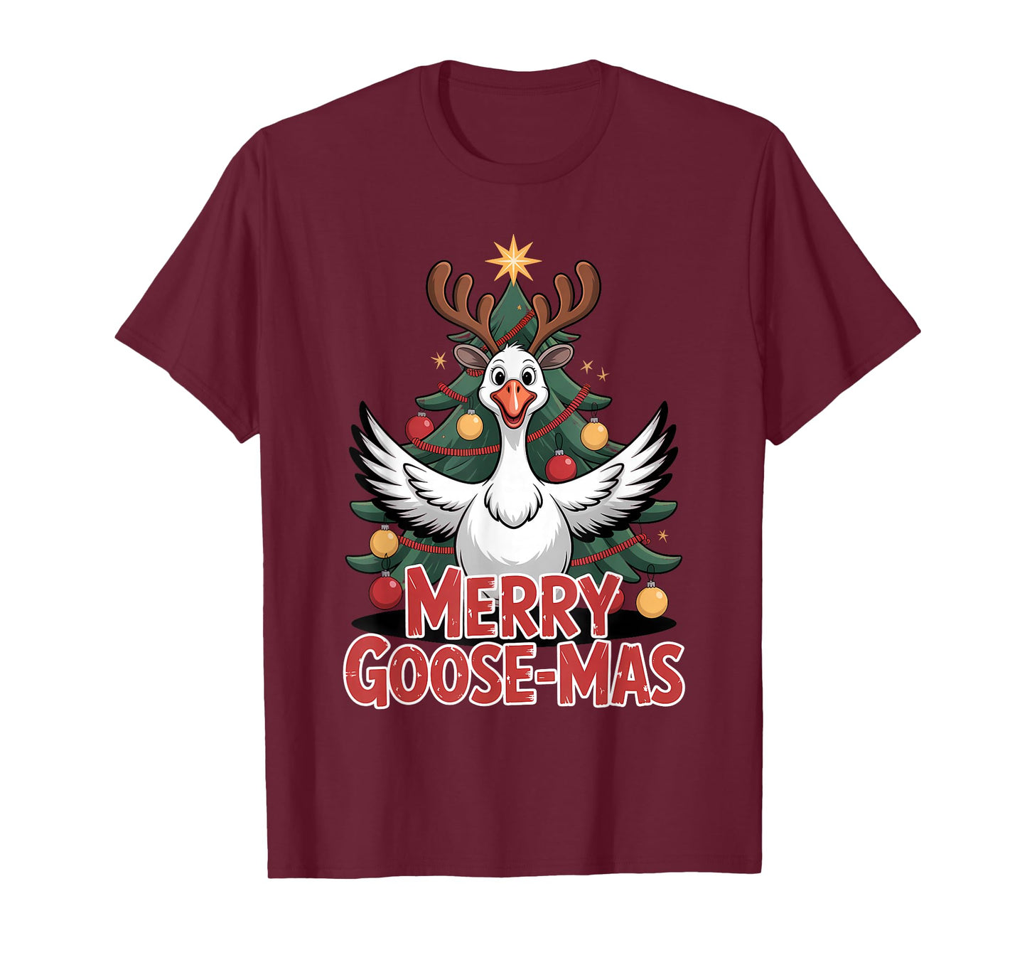 Merry Goose-mas Reindeer Antlers Funny Christmas Goose T-Shirt