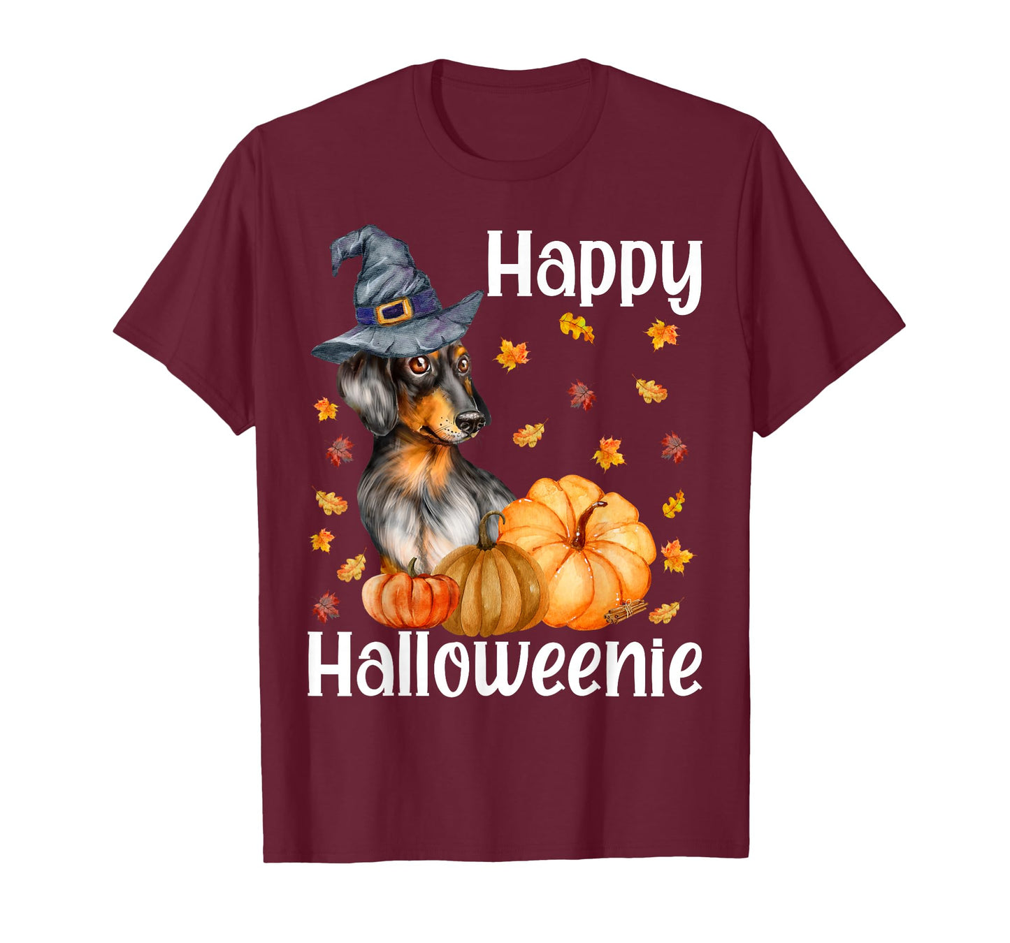 Happy Halloweenie Cute Halloween Dachshund Witch Wiener T-Shirt