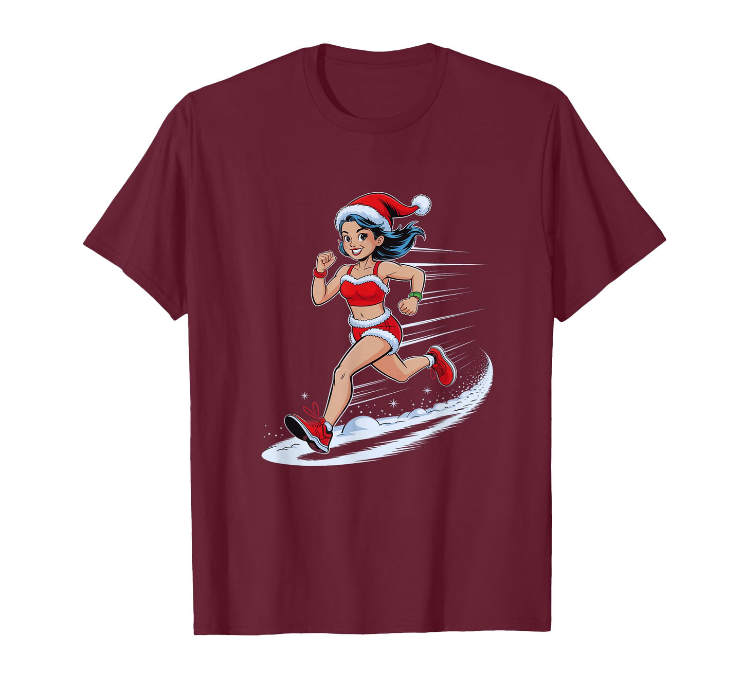 Christmas Running Santa Girl Holiday Jogger Workout Jogging T-Shirt