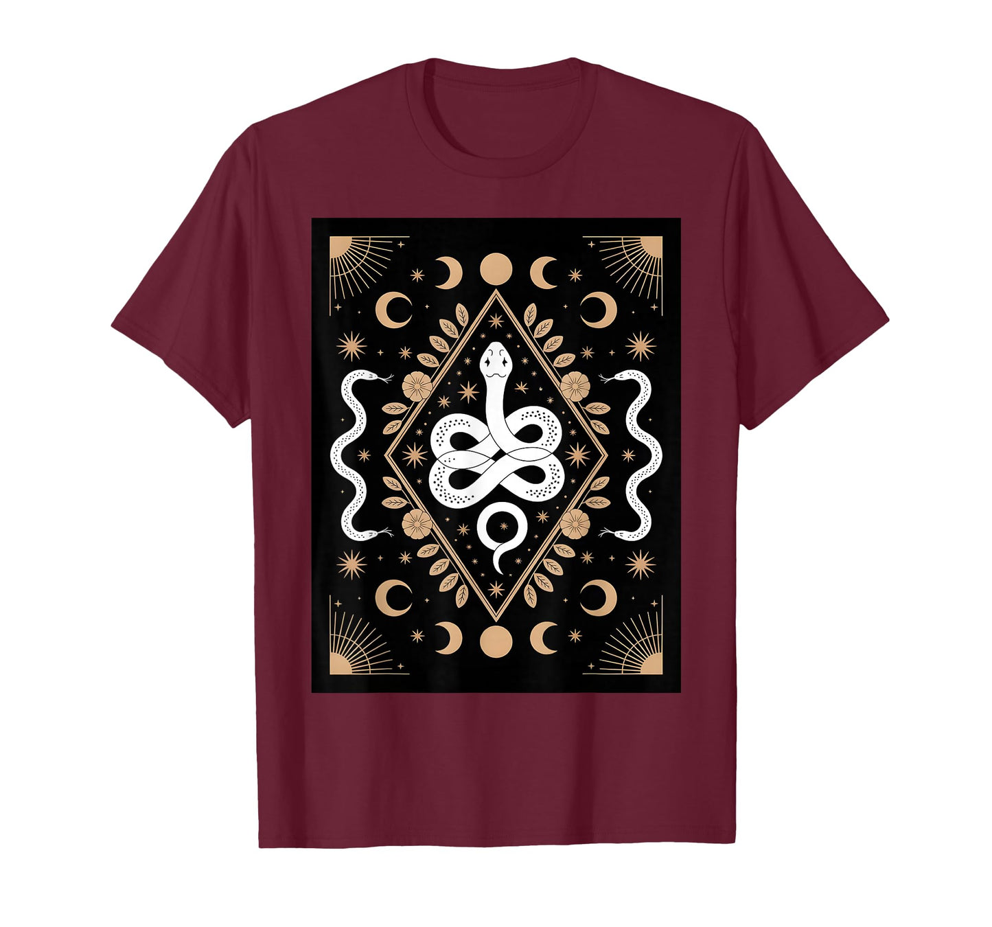 Mystical Snake with Moon Phases Celestial Witchy Vibe T-Shirt