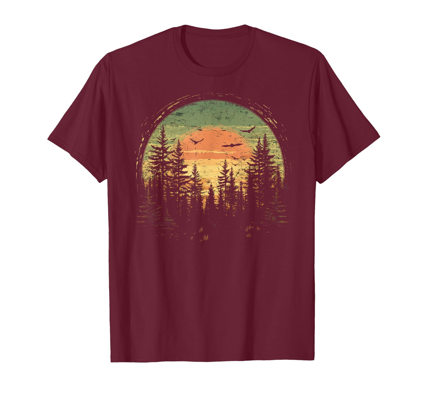 Retro Wilderness Bear Trees Reflection Outdoor Forest T-Shirt