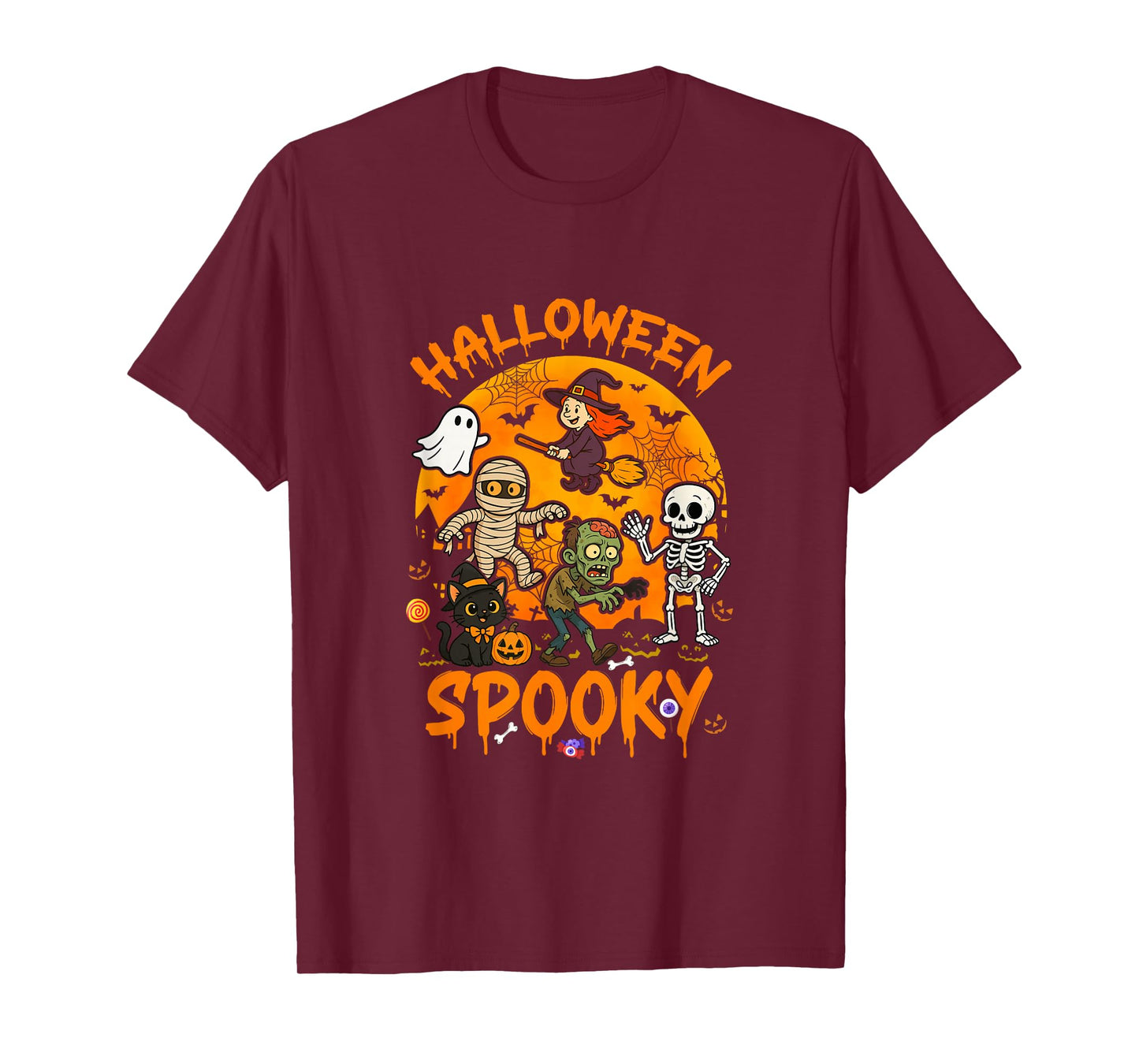 Halloween Spooky Horror Group Witch Mummy Zombie Skeleton T-Shirt