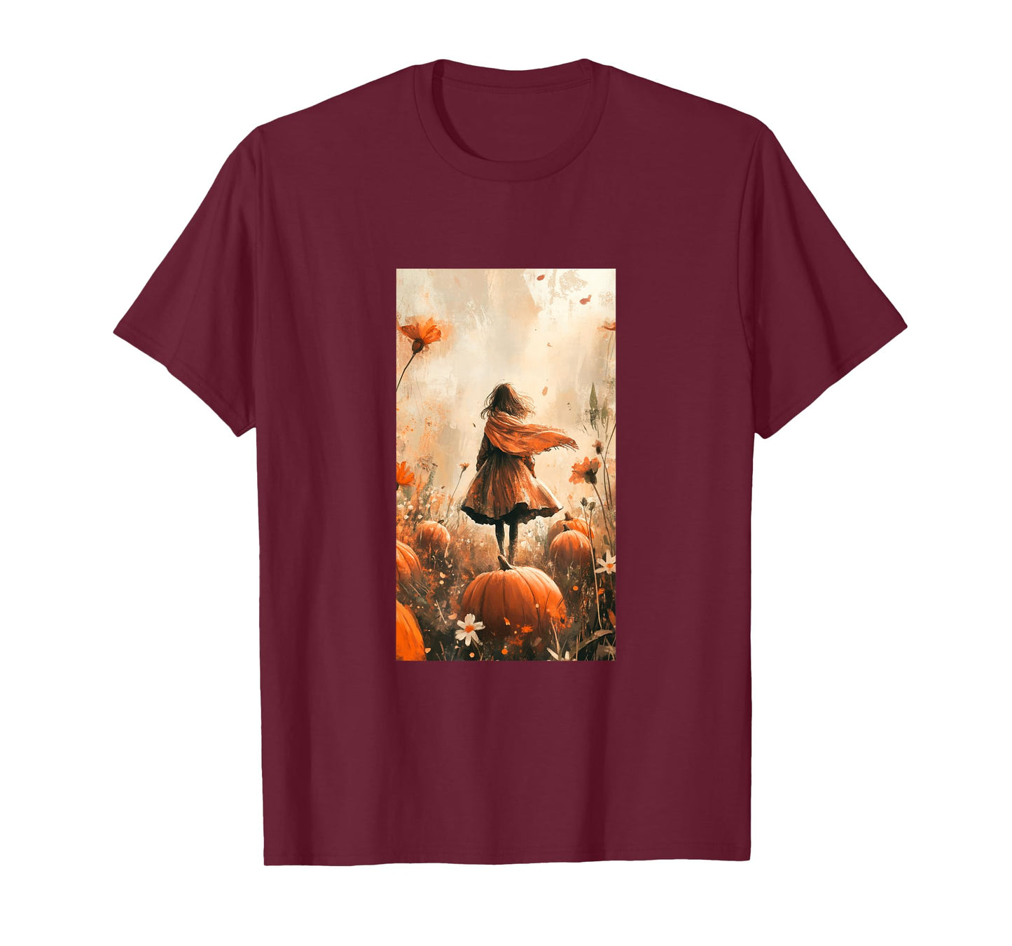 Autumn Pumpkin Flowers Nature Vintage T-Shirt