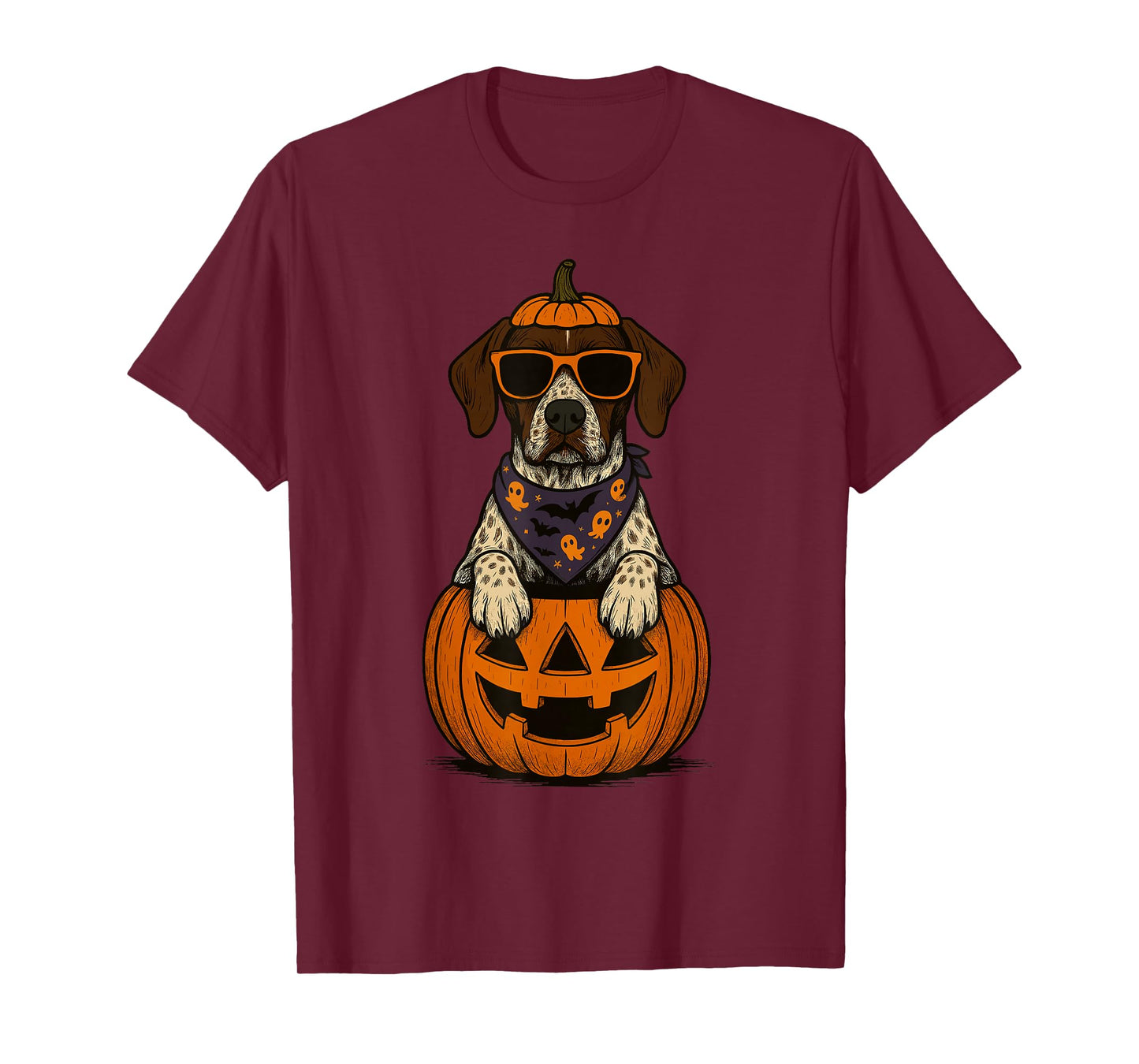 Spooky German Shorthaired Pointer Pumpkin Halloween T-Shirt