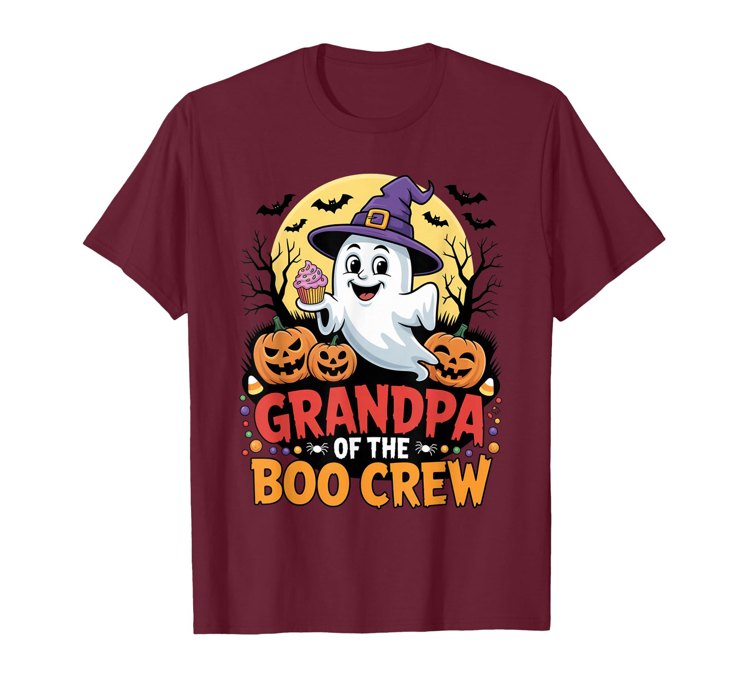 Grandpa of The Boo Crew Halloween Ghost Outfit with Pumpkins T-Shirt