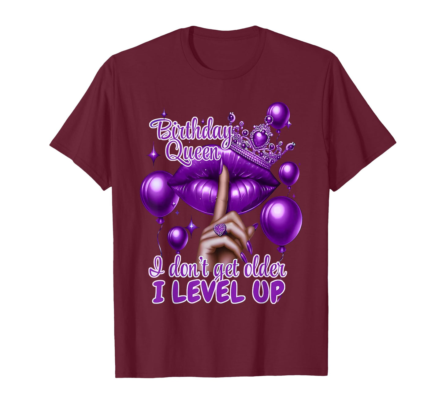 Retro Purple Birthday Queen I Dont Get Older I Level Up T-Shirt