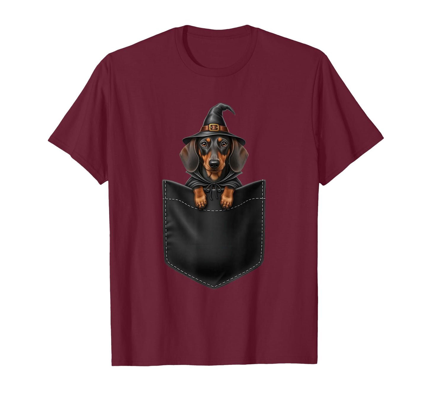 Funny Dachshund Pocket Witch Costume Halloween T-Shirt