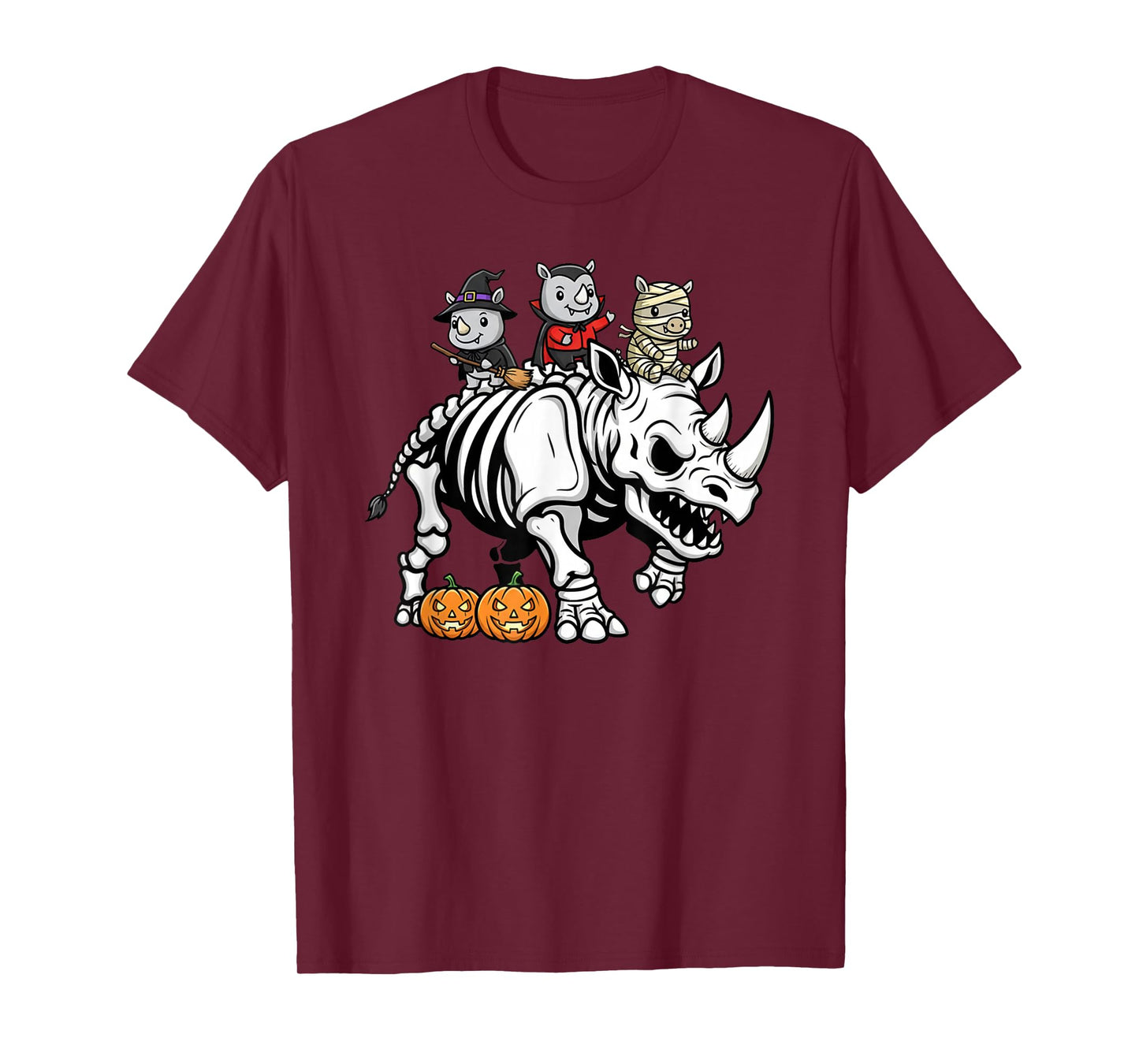 Funny Rhino Skeleton Mummy Witch Halloween Kids Mens Womens T-Shirt