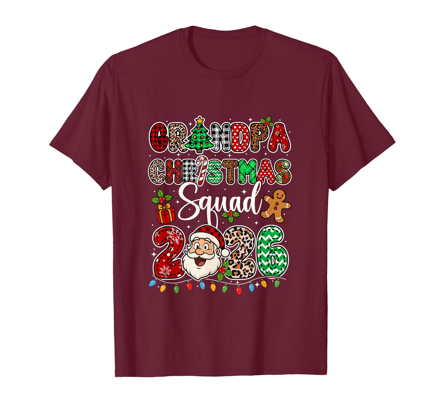 Grandpa Christmas Crew 2026 Leopard Funny Santa Family Group T-Shirt