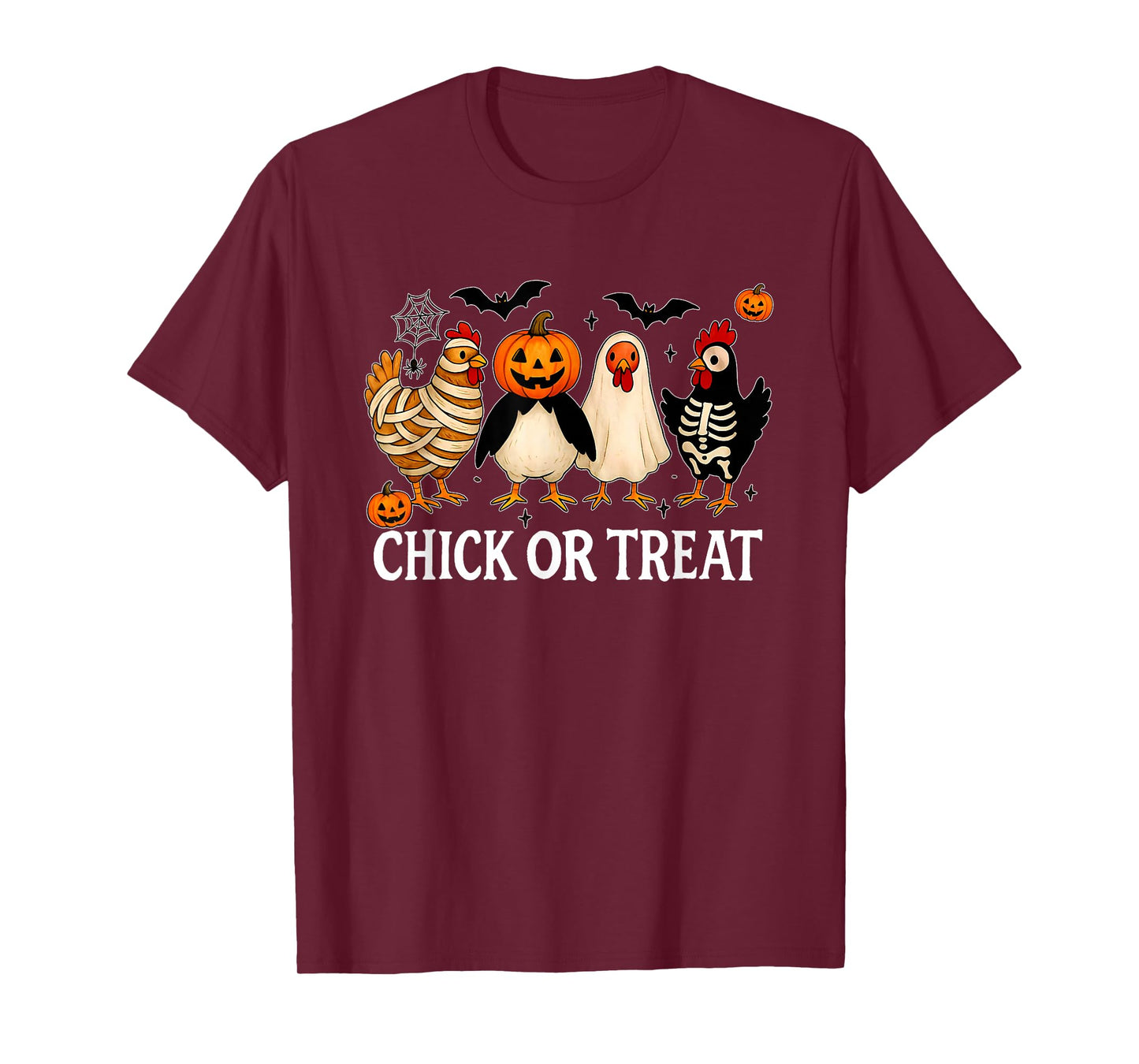 Halloween Chick Or Treat Pumpkin Spooky Witch Chicken Farmer T-Shirt