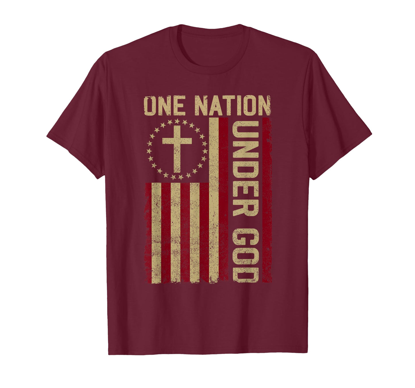 ONE NATION UNDER GOD - Christian USA Vintage American Flag Women Kids Men T-Shirt