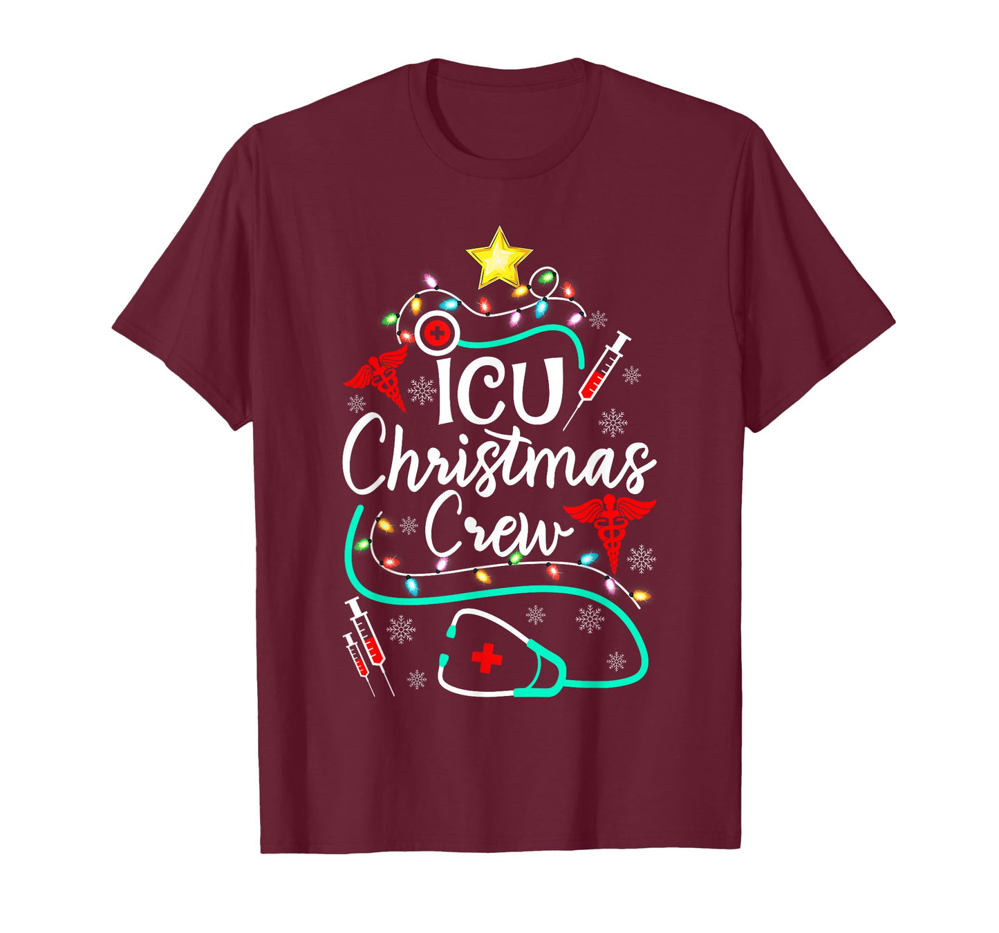 Nurse ICU Christmas Crew Nursing Christmas Tree T-Shirt